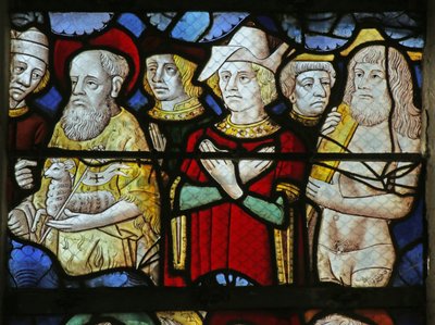 Window depicting Saint John the Baptist and people at the Second Coming of Christ by French School